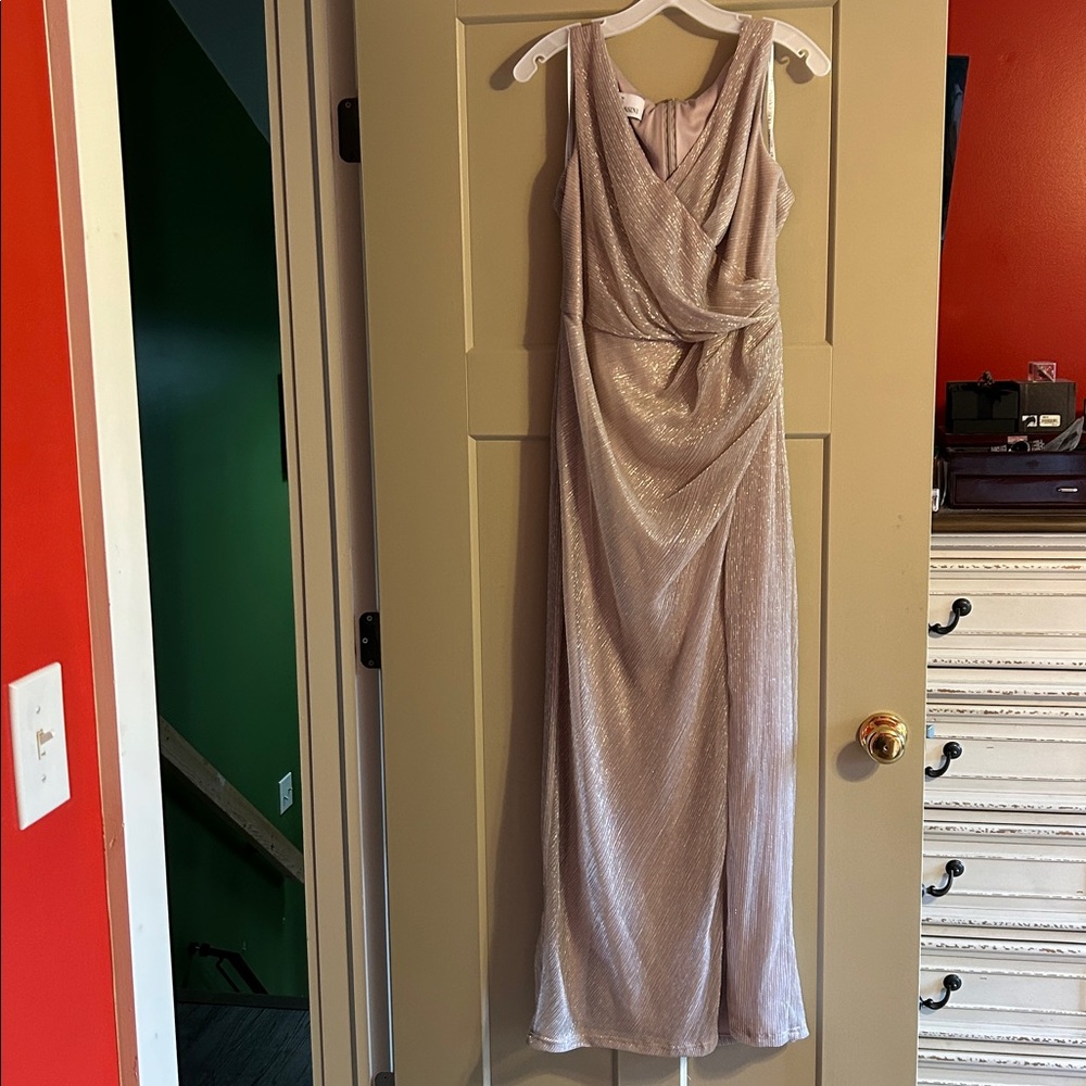 Oleg Cassini Gold Draped Dress - Picture 3 of 9